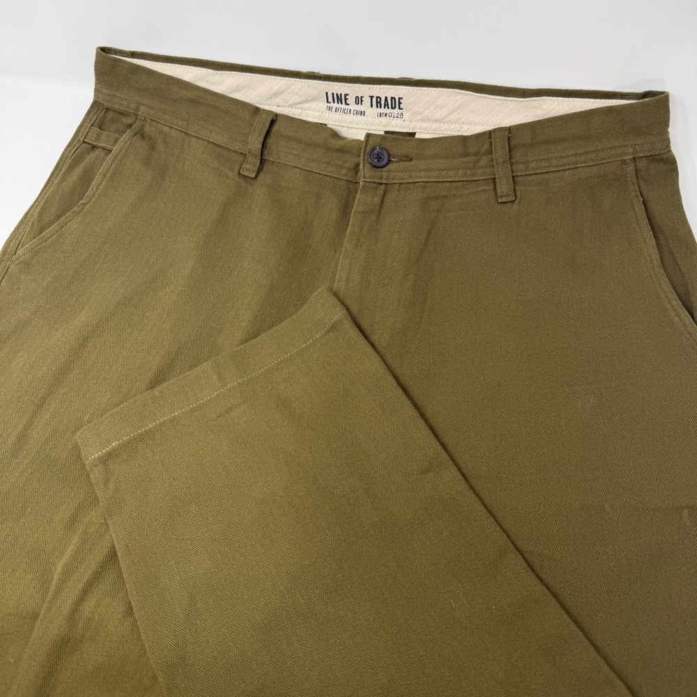 Line of Trade The Officer Chino Mens 36x30 Olive Green Herringbone Pants 0128